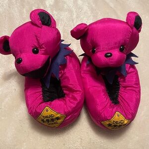 Pink Plush Grateful Dead Bear Slippers